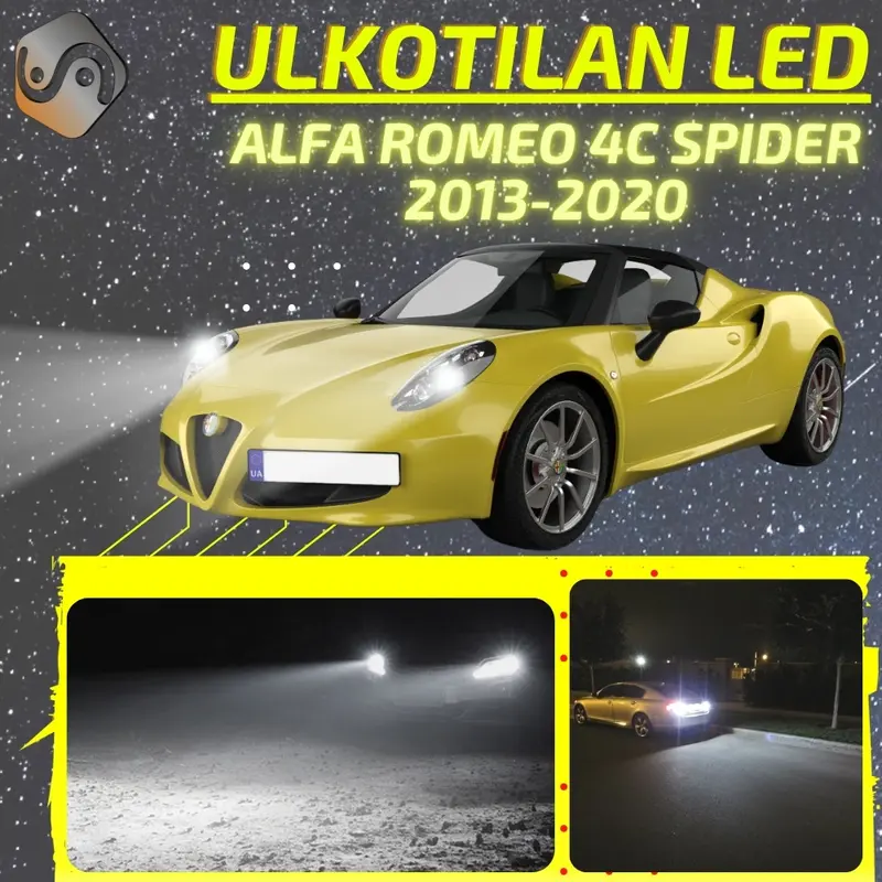 ALFA ROMEO 4C Spider 2013-2020 LED-päivityssarja ulkovaloihin (ajovalot, vilkut, sumuvalot, peruutusvalot)