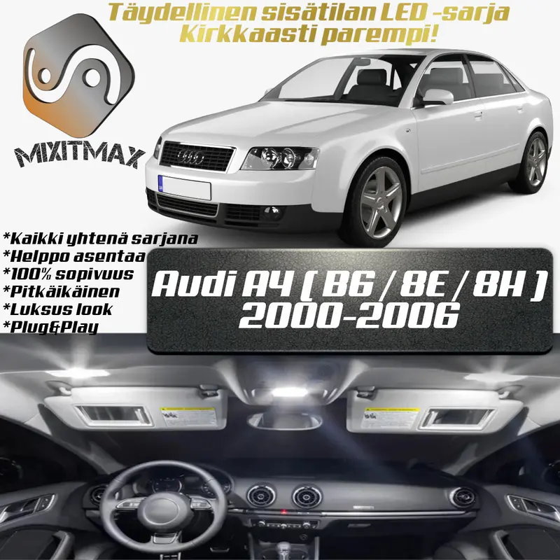Audi A4 (B6) Sisätilan LED -sarja – 25 -osainen