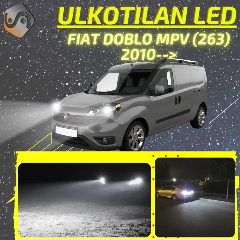 FIAT DOBLO MPV (263) 2010--> LED-päivityssarja ulkovaloihin (ajovalot, vilkut, sumuvalot, peruutusvalot)