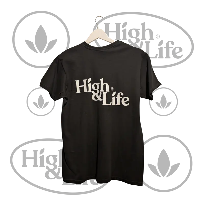 High & Life t-paita teksti logo (musta)