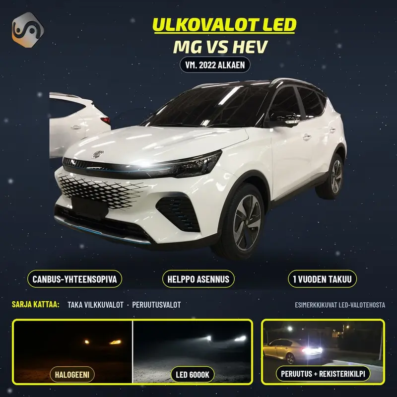 MG VS HEV 2022--> LED-päivityssarja ulkovaloihin (ajovalot, vilkut, sumuvalot, peruutusvalot)