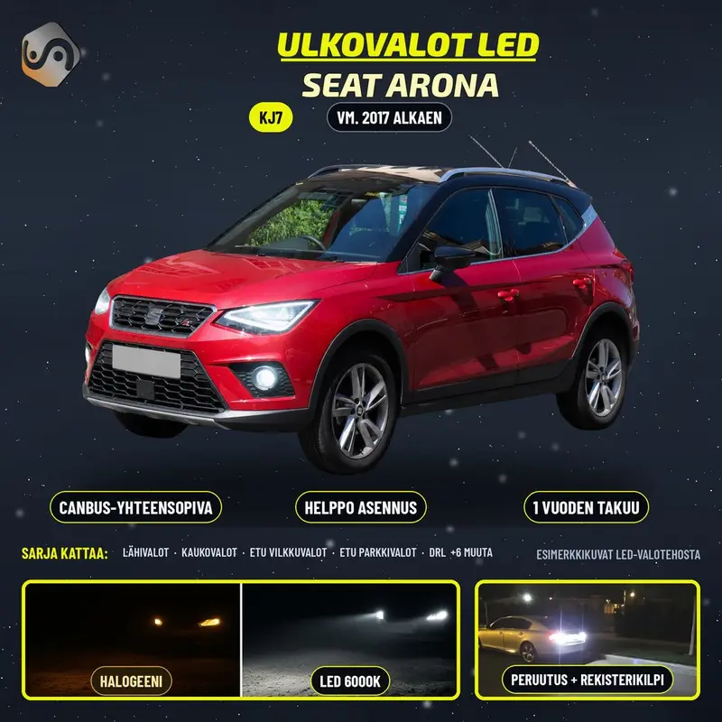 SEAT ARONA 2017--> LED-päivityssarja ulkovaloihin (ajovalot, vilkut, sumuvalot, peruutusvalot)