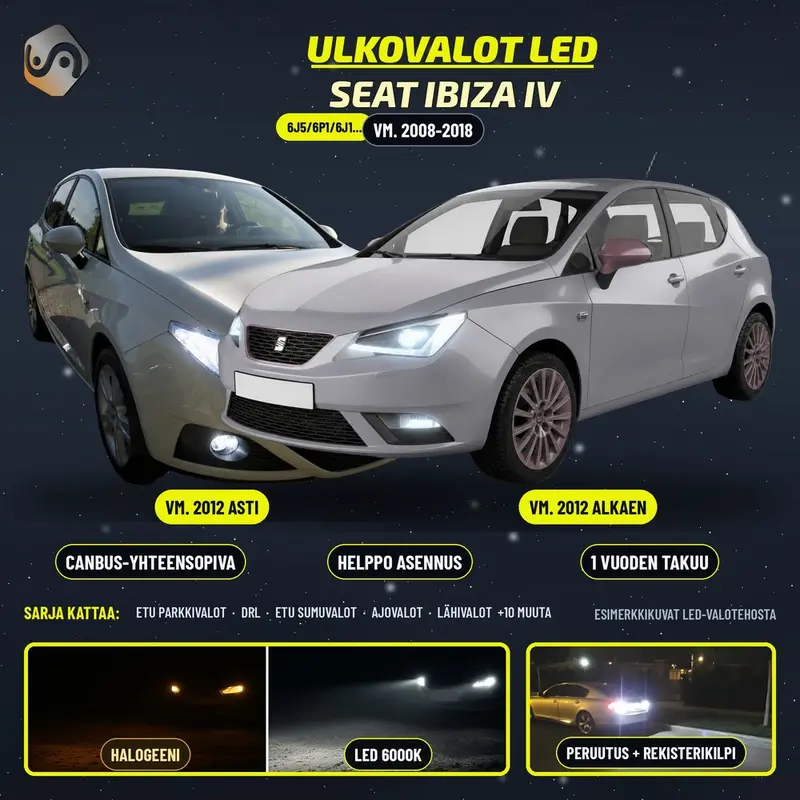 SEAT IBIZA IV LED-päivityssarja ulkovaloihin (ajovalot, vilkut, sumuvalot, peruutusvalot)