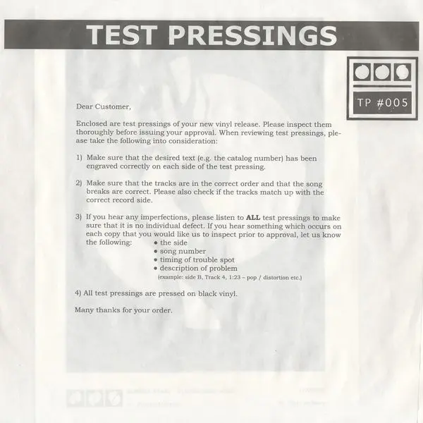 Testpressing #005 (12")