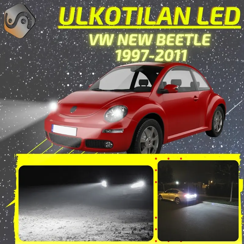 VW NEW BEETLE 1997-2011 LED-päivityssarja ulkovaloihin (ajovalot, vilkut, sumuvalot, peruutusvalot)