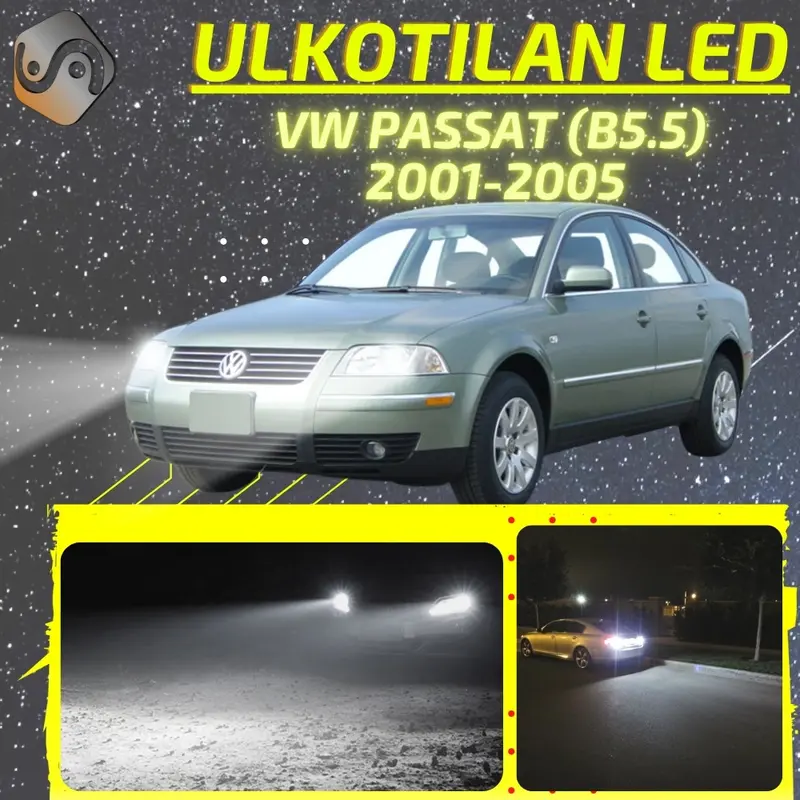 VW PASSAT (B5.5) 2001-2005 LED-päivityssarja ulkovaloihin (ajovalot, vilkut, sumuvalot, peruutusvalot)