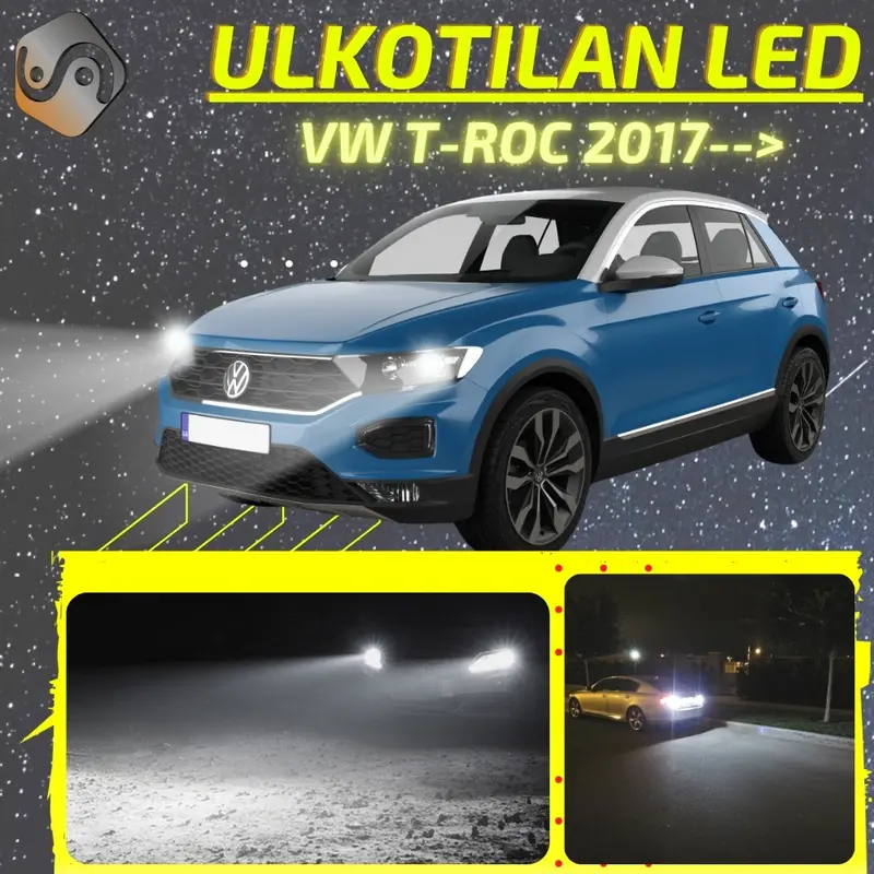 VW T-ROC 2017--> LED-päivityssarja ulkovaloihin (ajovalot, vilkut, sumuvalot, peruutusvalot)